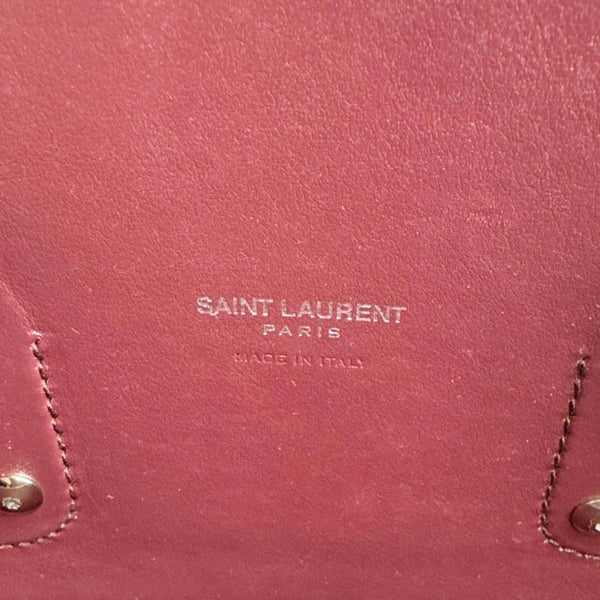 YVES SAINT LAURENT Sac de Jour Crocodile Embossed Leather Satchel Bag Burgundy