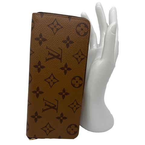 LOUIS VUITTON Clemence Reverse Monogram Canvas Zippy Wallet Brown