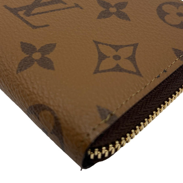 LOUIS VUITTON Clemence Reverse Monogram Canvas Zippy Wallet Brown