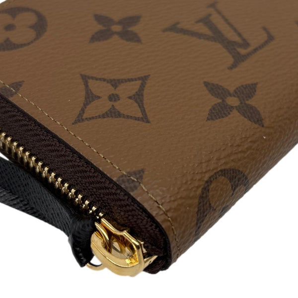 LOUIS VUITTON Clemence Reverse Monogram Canvas Zippy Wallet Brown