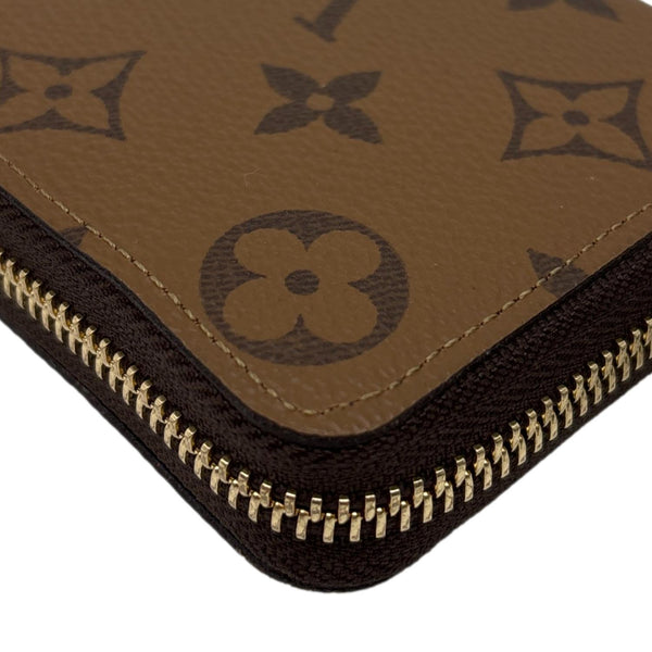 LOUIS VUITTON Clemence Reverse Monogram Canvas Zippy Wallet Brown