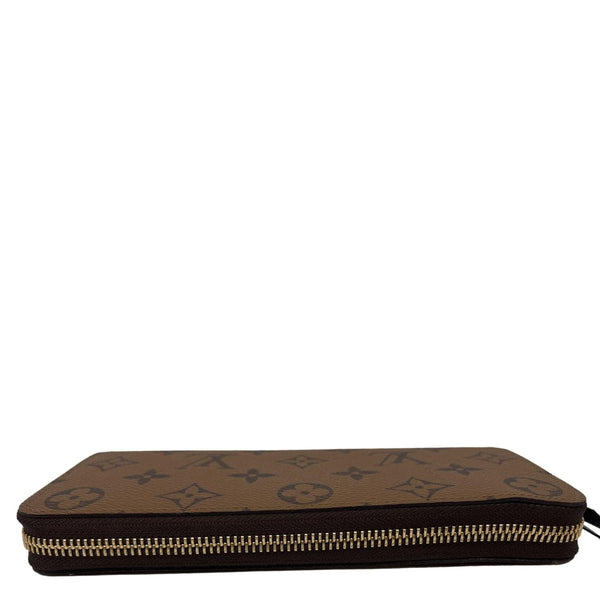LOUIS VUITTON Clemence Reverse Monogram Canvas Zippy Wallet Brown