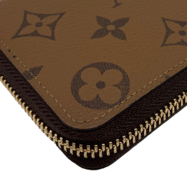 LOUIS VUITTON Clemence Reverse Monogram Canvas Zippy Wallet Brown