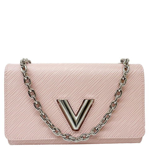 LOUIS VUITTON Twist Epi Leather Chain Wallet Shoulder Bag Rose Ballerine