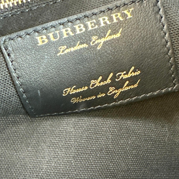 BURBERRY Canterbury Small House Check Derby Leather Tote Bag Black