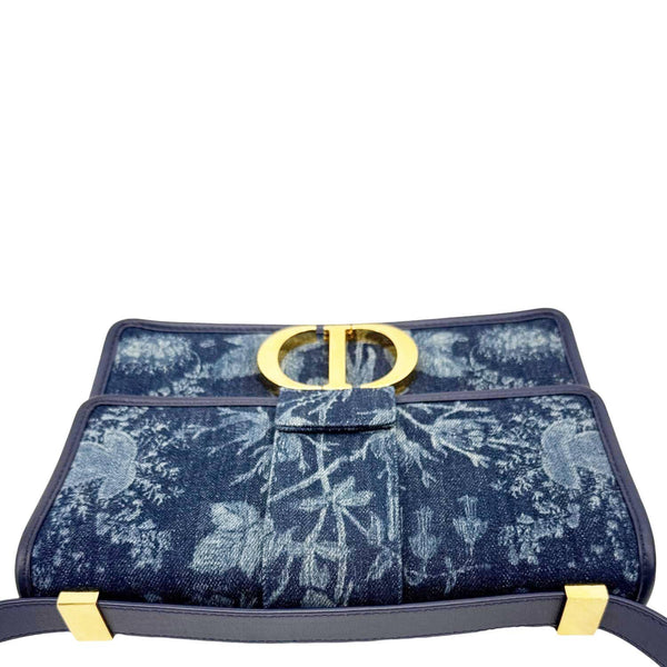 CHRISTIAN DIOR Montaigne 30 Flowers Print Denim Shoulder Bag Blue