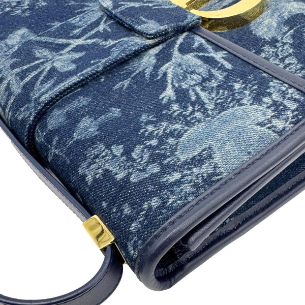 CHRISTIAN DIOR Montaigne 30 Flowers Print Denim Shoulder Bag Blue