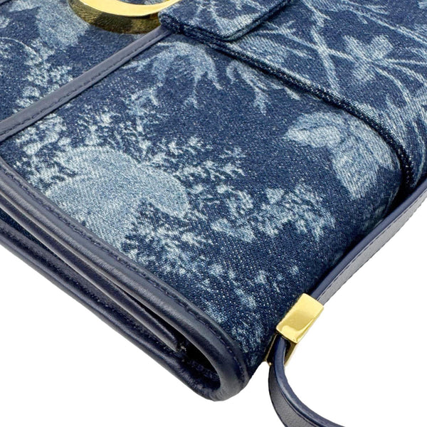 CHRISTIAN DIOR Montaigne 30 Flowers Print Denim Shoulder Bag Blue