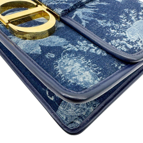 CHRISTIAN DIOR Montaigne 30 Flowers Print Denim Shoulder Bag Blue