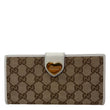 GUCCI Heart Continental GG Supreme Canvas Wallet Beige 203550
