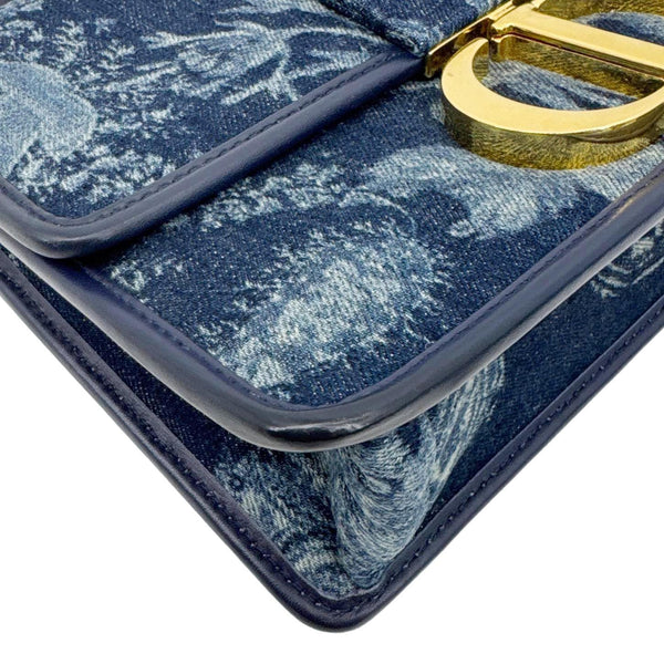 CHRISTIAN DIOR Montaigne 30 Flowers Print Denim Shoulder Bag Blue