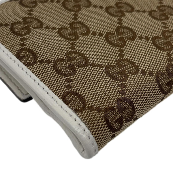 GUCCI Heart Continental GG Supreme Canvas Wallet Beige 203550