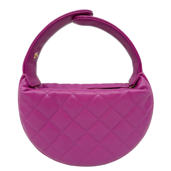 CHANEL Polly Pocket Pouch Caviar Leather Hobo Bag Purple