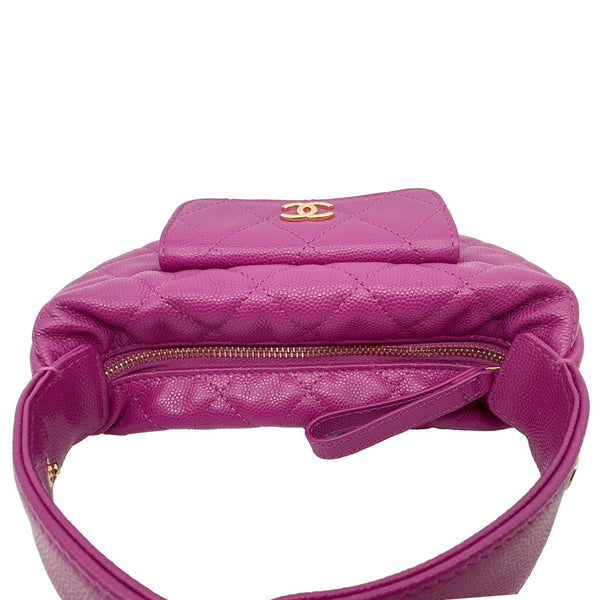 CHANEL Polly Pocket Pouch Caviar Leather Hobo Bag Purple