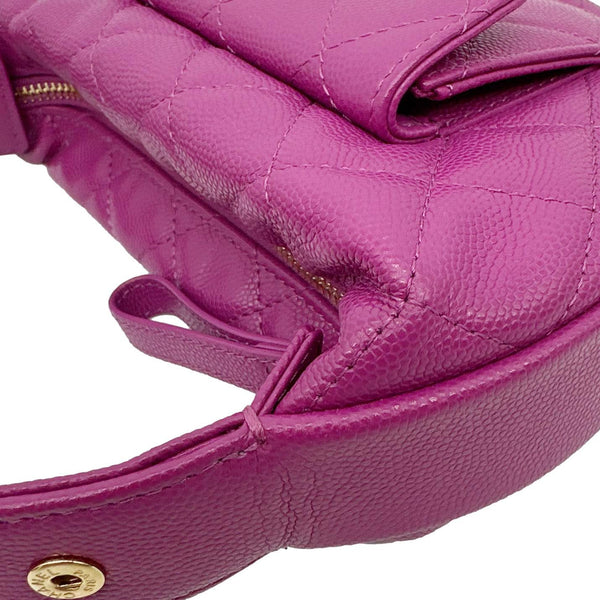 CHANEL Polly Pocket Pouch Caviar Leather Hobo Bag Purple