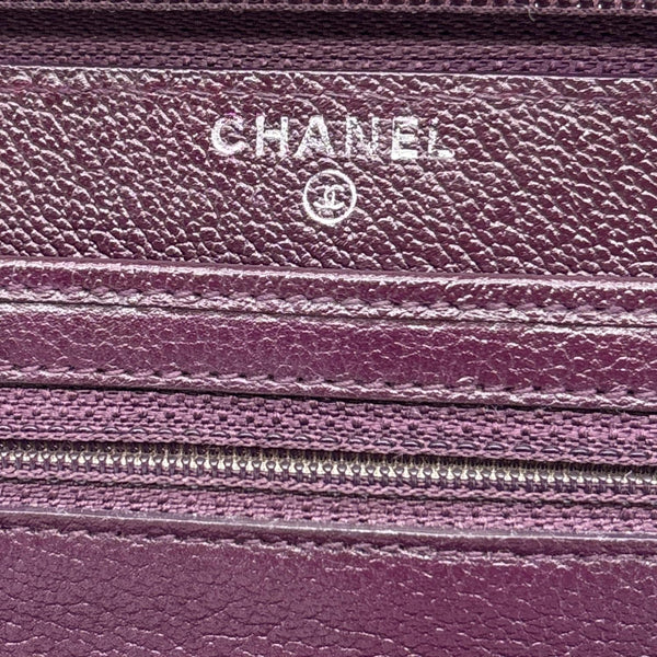 CHANEL Camellia Leather Zip Around Wallet Purple