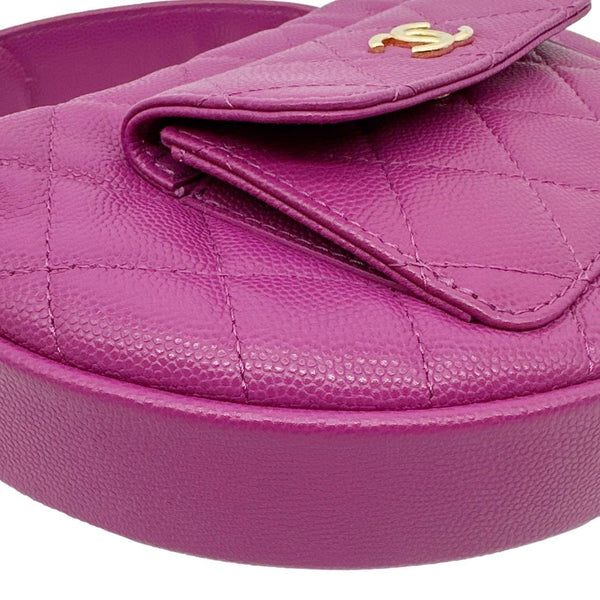 CHANEL Polly Pocket Pouch Caviar Leather Hobo Bag Purple