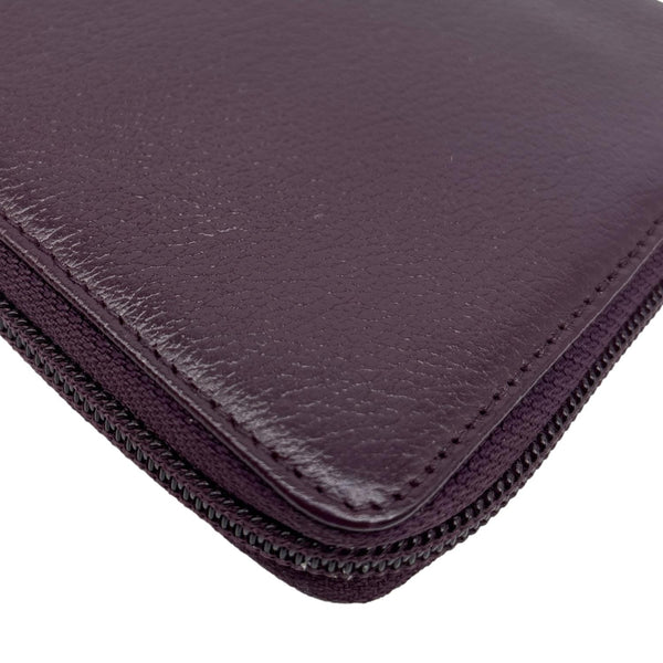 CHANEL Camellia Leather Zip Around Wallet Purple