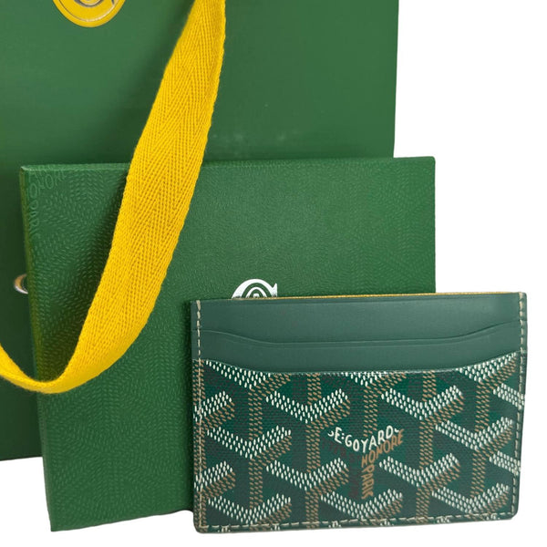 GOYARD Saint Sulpice Chevron Coated Canvas Card Holder Green