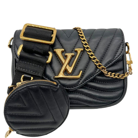 LOUIS VUITTON New Wave Leather Multi Pochette Crossbody Bag Black