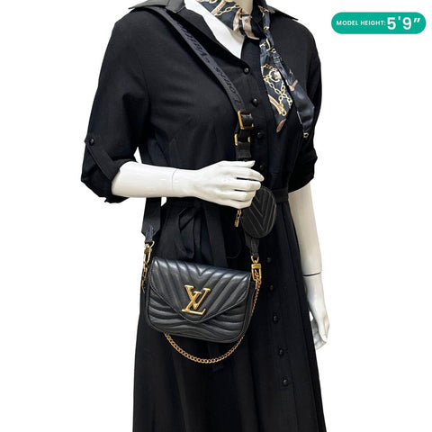 LOUIS VUITTON New Wave Leather Multi Pochette Crossbody Bag Black