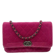CHANEL Boy Quilted Velvet WOC Crossbody Bag Fuchsia