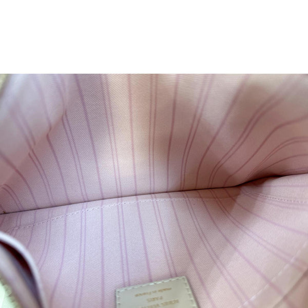 LOUIS VUITTON Neverfull Pochette Damier Azur Wristlet Rose Ballerine