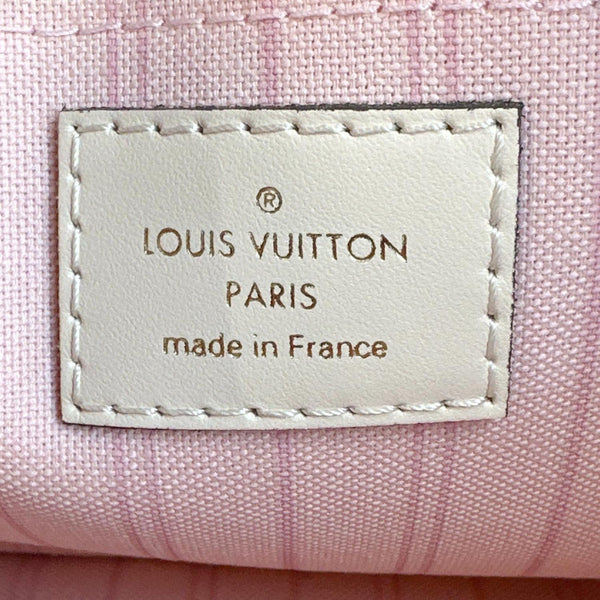 LOUIS VUITTON Neverfull Pochette Damier Azur Wristlet Rose Ballerine