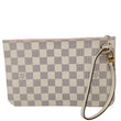 LOUIS VUITTON Neverfull Pochette Damier Azur Wristlet Rose Ballerine