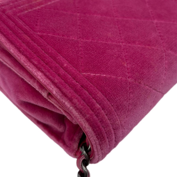 CHANEL Boy Quilted Velvet WOC Crossbody Bag Fuchsia