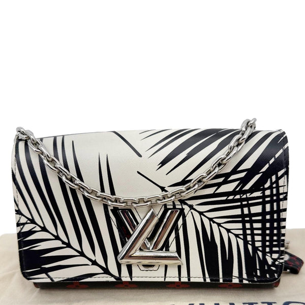 LOUIS VUITTON Twist Infrarouge Palm Leather Chain Wallet White