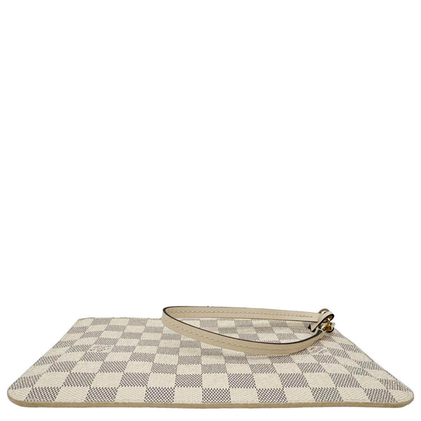LOUIS VUITTON Neverfull Pochette Damier Azur Wristlet Rose Ballerine