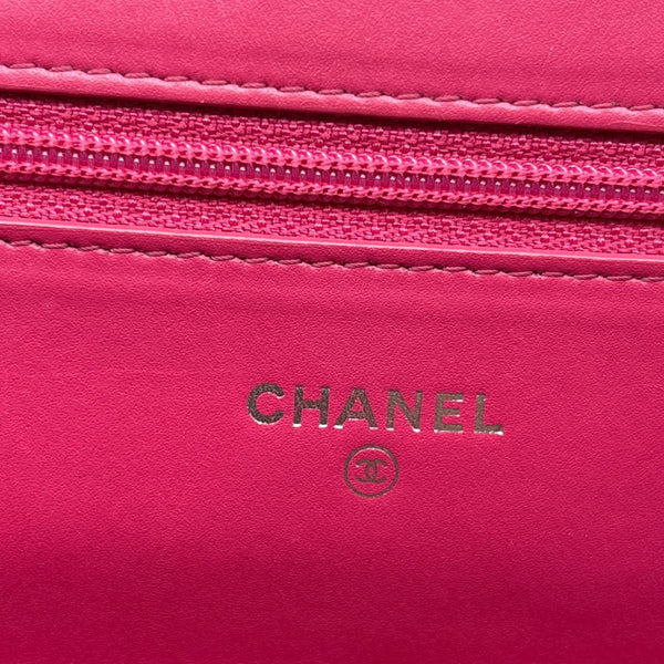 CHANEL Boy Quilted Velvet WOC Crossbody Bag Fuchsia