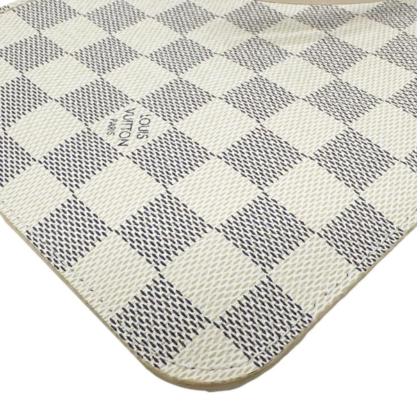LOUIS VUITTON Neverfull Pochette Damier Azur Wristlet Rose Ballerine
