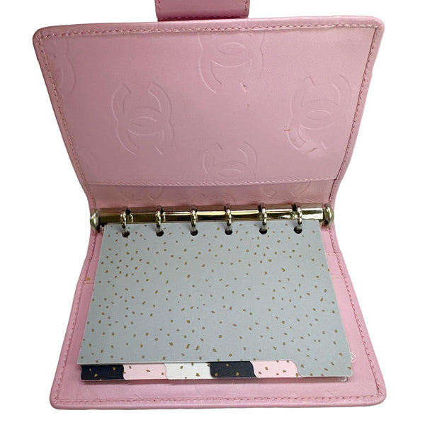 CHANEL Cambon Small Quilted Calfskin Leather Agenda Planner Pink