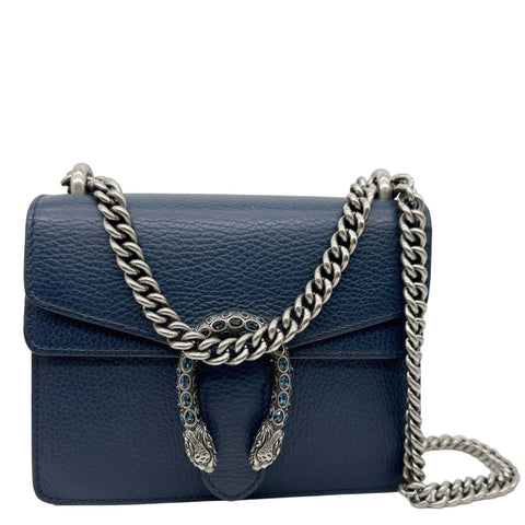 GUCCI Dionysus Mini Leather Crossbody Bag Navy Blue 421970