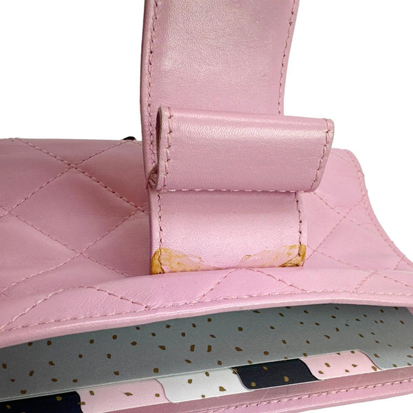 CHANEL Cambon Small Quilted Calfskin Leather Agenda Planner Pink
