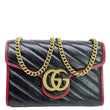 GUCCI Torchon Marmont Vintage Effect Leather Chain Wallet Black 578807