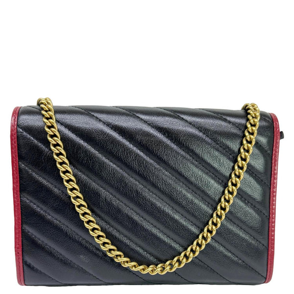 GUCCI Torchon Marmont Vintage Effect Leather Chain Wallet Black 578807