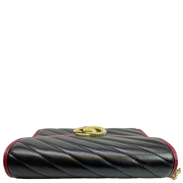 GUCCI Torchon Marmont Vintage Effect Leather Chain Wallet Black 578807