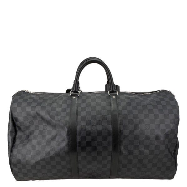 LOUIS VUITTON Keepall 55 Bandouliere Damier Graphite Travel Bag Black
