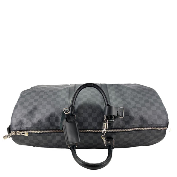 LOUIS VUITTON Keepall 55 Bandouliere Damier Graphite Travel Bag Black