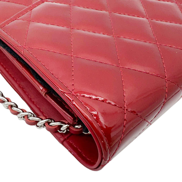 CHANEL Brilliant WOC Quilted Patent Leather Crossbody Bag Red