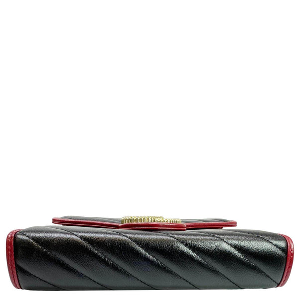 GUCCI Torchon Marmont Vintage Effect Leather Chain Wallet Black 578807