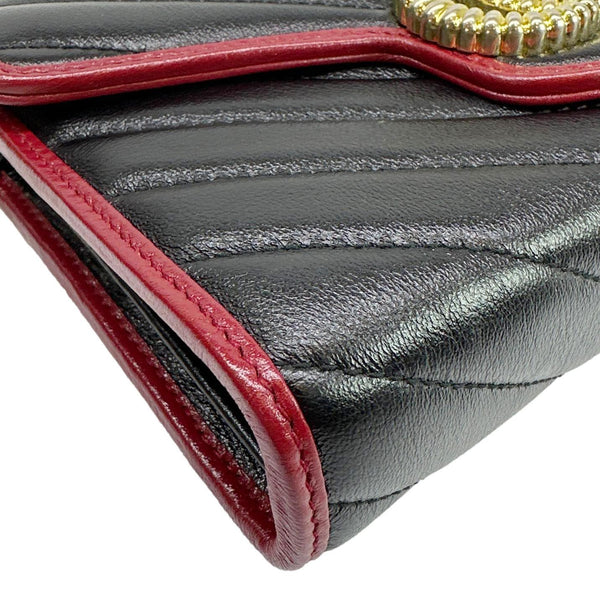 GUCCI Torchon Marmont Vintage Effect Leather Chain Wallet Black 578807