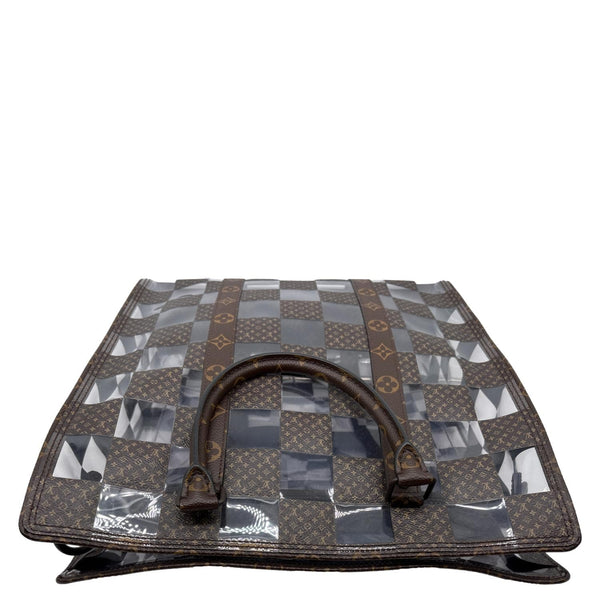 LOUIS VUITTON Sac Plat Chess PVC Monogram Coated Canvas Tote Shoulder Bag Brown