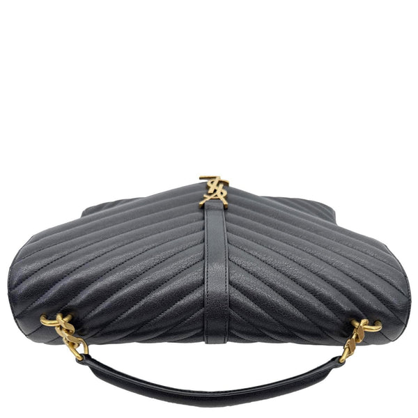 YVES SAINT LAURENT College Large Monogram Chevron Leather Crossbody Bag Black