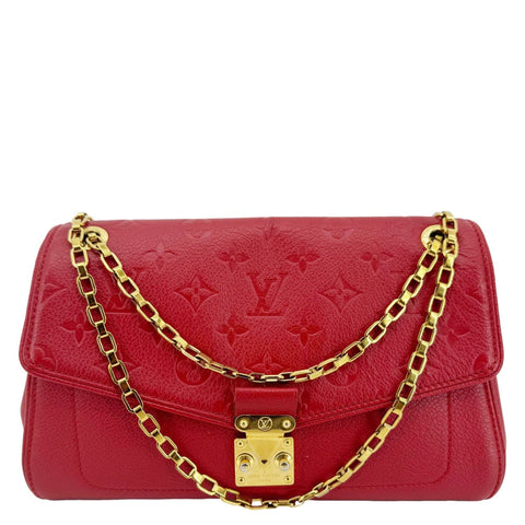 LOUIS VUITTON Saint Germain PM Monogram Empreinte Leather Shoulder Bag Red