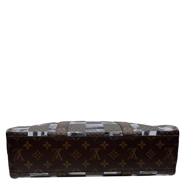 LOUIS VUITTON Sac Plat Chess PVC Monogram Coated Canvas Tote Shoulder Bag Brown