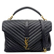 YVES SAINT LAURENT College Large Monogram Chevron Leather Crossbody Bag Black